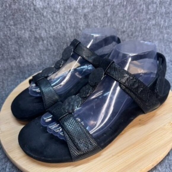 Vionic Shoes - Vionic Farra Lizard Adjustable sandals metallic design black size 10 Orthotic